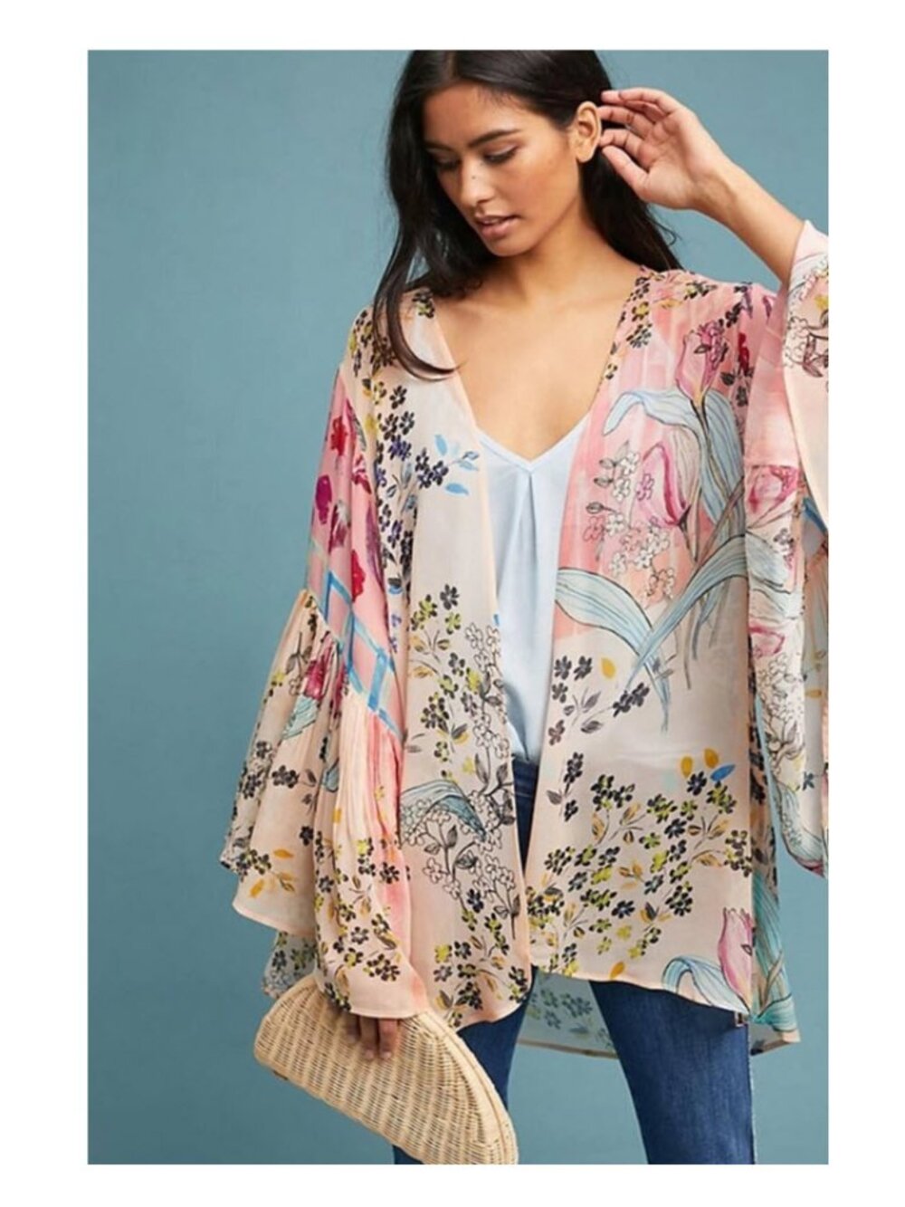 SAACHI- Boho Chic Mystical Garden Ruffle Sleeve Kimono